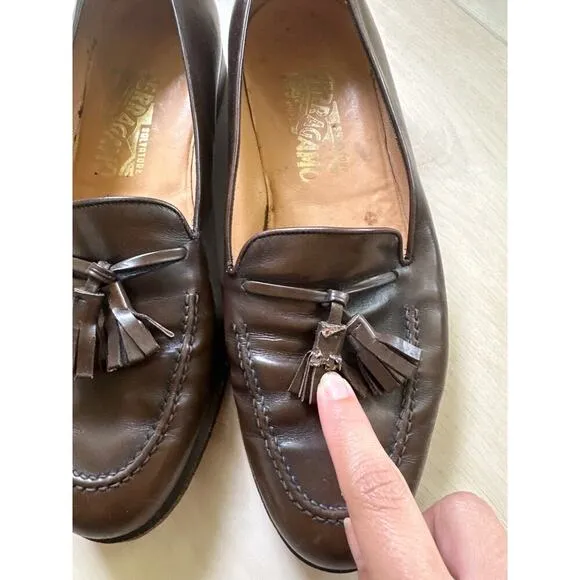 Salvatore Ferragamo Men's Italian Leather Tassel Vintage Loafer Dress Shoes 8D