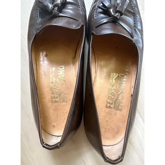 Salvatore Ferragamo Men's Italian Leather Tassel Vintage Loafer Dress Shoes 8D