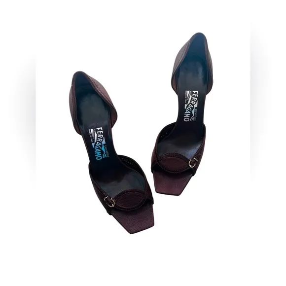 Salvatore Ferragamo Women's Leather Brown Heels Size 8.5B