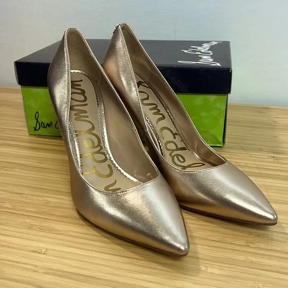 Sam Edelman 6 Hazel Champagne Leather Pumps High Heels