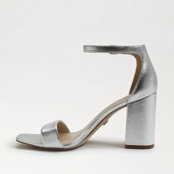 Sam Edelman Daniella Block Heel Sandal in Silver 8.5