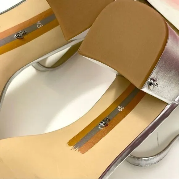 Sam Edelman Daniella Block Heel Sandal in Silver 8.5