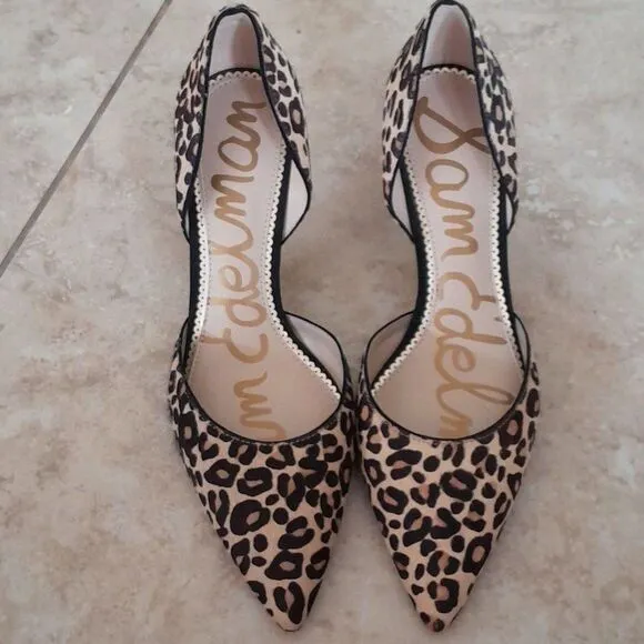 Sam Edelman Genuine calf hair, d' Orsay cutout, pointy toe leopard print Shoes