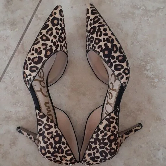 Sam Edelman Genuine calf hair, d' Orsay cutout, pointy toe leopard print Shoes