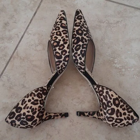 Sam Edelman Genuine calf hair, d' Orsay cutout, pointy toe leopard print Shoes