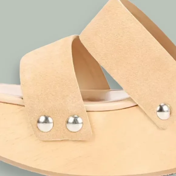 SAM EDELMAN Rosalind Wood Platform Heel Stud Detail Strappy Sandals NWT/9M