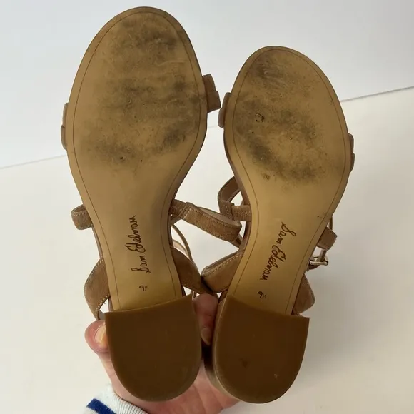 Sam Edelman SAMMY STRAPPY SUEDE SANDALS IN CAMEL Size 9.5