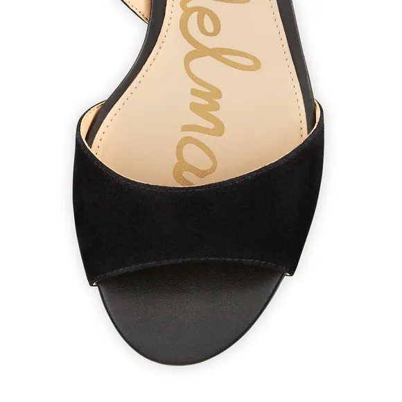 Sam Edelman Serene Lace-Up Strappy Sandal 9 Black Suede Block Heel Ankle Tie