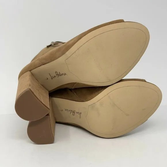 Sam Edelman Women’s YVIE Ankle Booties Tan Suede Block Heel Lace Up 9 M New