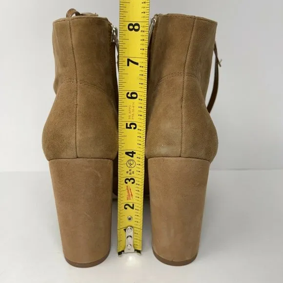 Sam Edelman Women’s YVIE Ankle Booties Tan Suede Block Heel Lace Up 9 M New