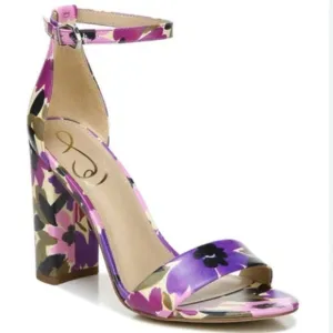 Sam Edelman Yaro Ultra Violet Ankle Strap Round Toe Block High Heel Sandals Sz 7