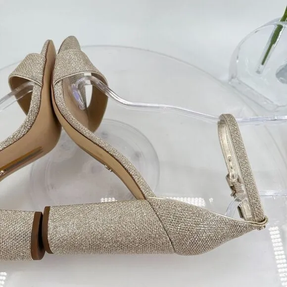 Sam Edelman Womens Yaro Sandals Ankle Strap Block Heel Gold Shimmer Size 10 Prom