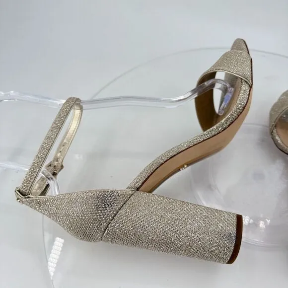 Sam Edelman Womens Yaro Sandals Ankle Strap Block Heel Gold Shimmer Size 10 Prom
