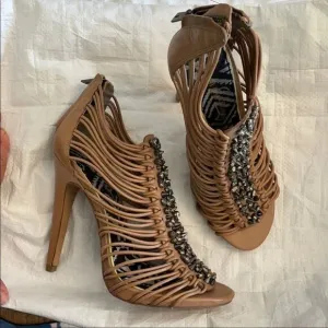 SAM EDELMAN LEATHER TAUPE STRAPPY SANDALS.…