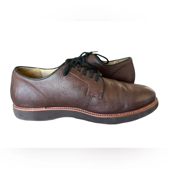 Samuel Hubbard Highlander Men US 12 Brown Pebbled Leather Oxford Dress Shoe