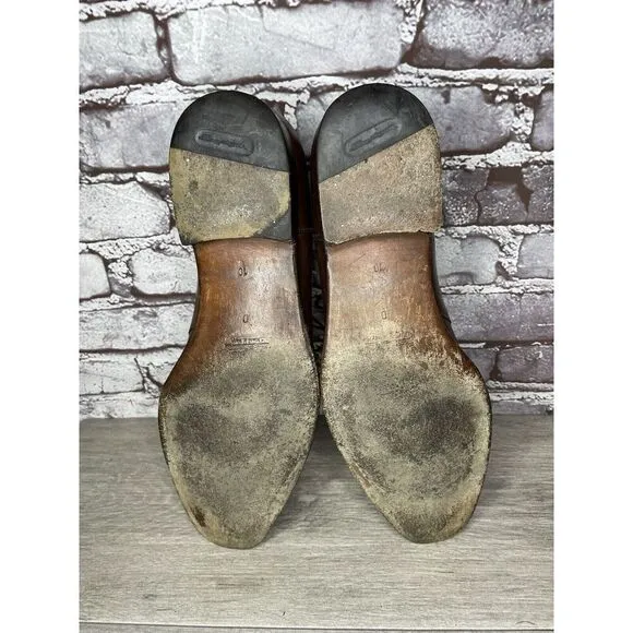 Santoni Brown Leather Apron Toe Loafers Oxfords Dress Shoes Men’s Sz 10D US/43EU