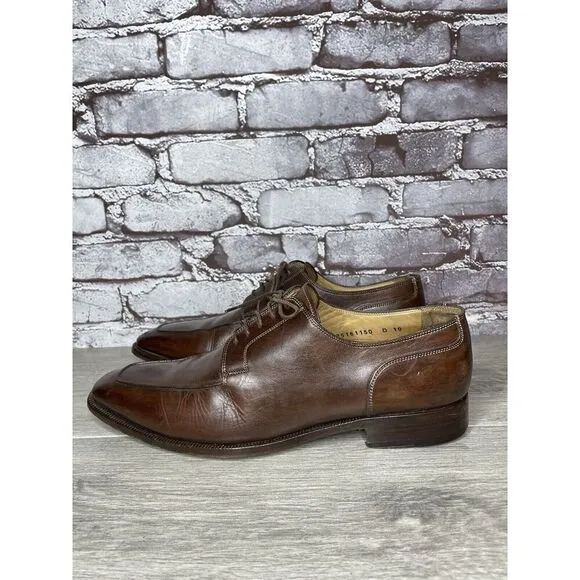 Santoni Brown Leather Apron Toe Loafers Oxfords Dress Shoes Men’s Sz 10D US/43EU
