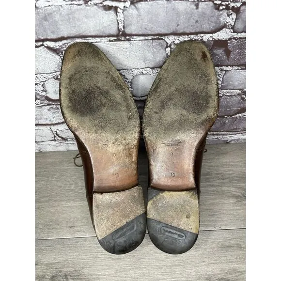 Santoni Brown Leather Apron Toe Loafers Oxfords Dress Shoes Men’s Sz 10D US/43EU