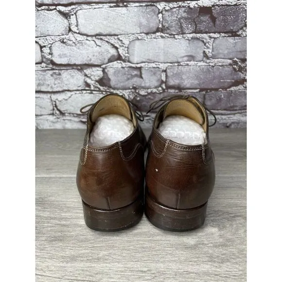 Santoni Brown Leather Apron Toe Loafers Oxfords Dress Shoes Men’s Sz 10D US/43EU