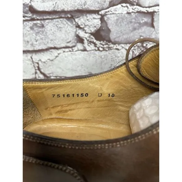 Santoni Brown Leather Apron Toe Loafers Oxfords Dress Shoes Men’s Sz 10D US/43EU