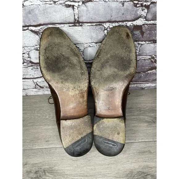 Santoni Brown Leather Apron Toe Loafers Oxfords Dress Shoes Men’s Sz 10D US/43EU