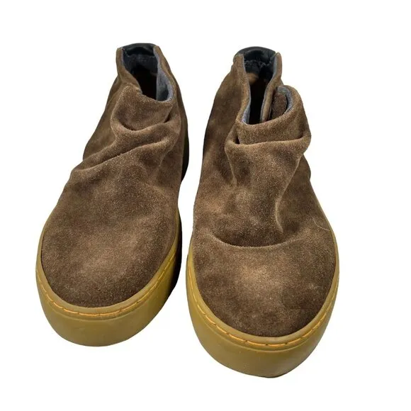 Satorisan Brown Suede Mens Shoes EU 37 Slip Flats Hook &amp; Loop Close Unisex READ