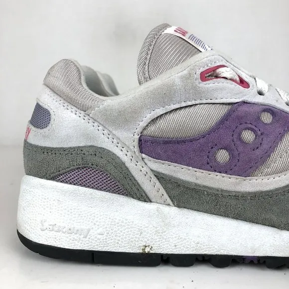 Saucony Men's Size 8 Shadow 6000 White Purple Leather Running Shoes Sneakers