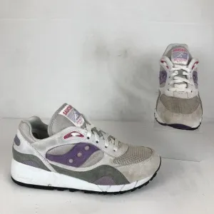Saucony Men's Size 8 Shadow 6000 White Purple Leather Running Shoes Sneakers