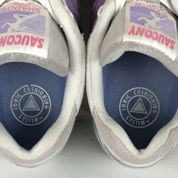 Saucony Men's Size 8 Shadow 6000 White Purple Leather Running Shoes Sneakers
