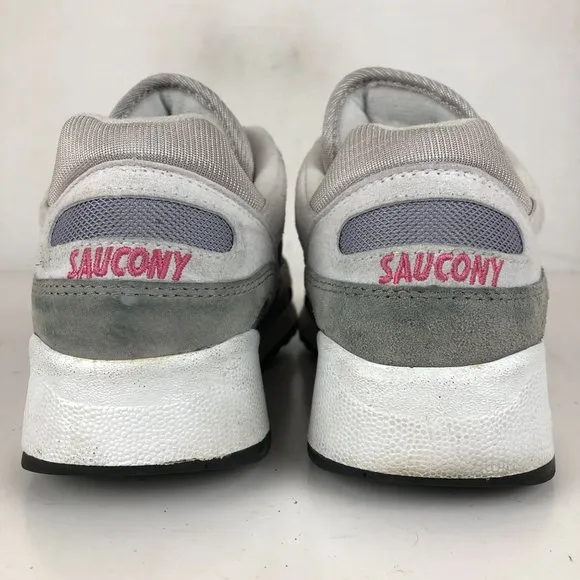 Saucony Men's Size 8 Shadow 6000 White Purple Leather Running Shoes Sneakers