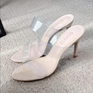 SCHUTZ Ariella Strappy Heeled Clear Strap Sandals