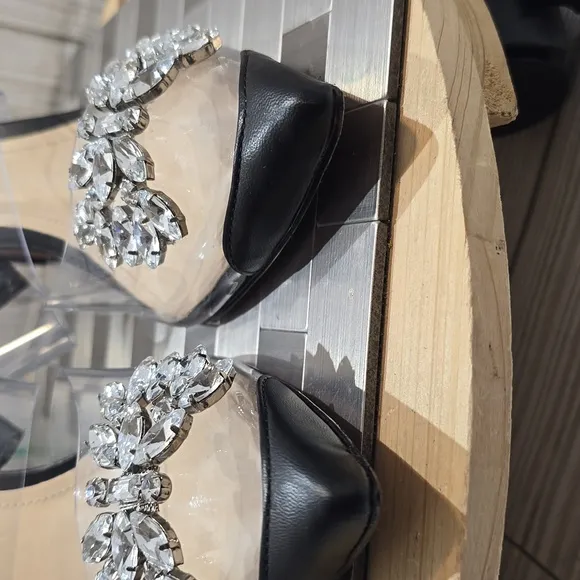 Schutz Black Stiletto Heel with Crystal Embellishment