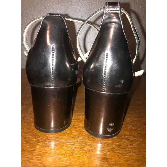 Schutz Chimes Prom Glam Homecoming Wedding Metallic Patent Leather Heeled Pumps