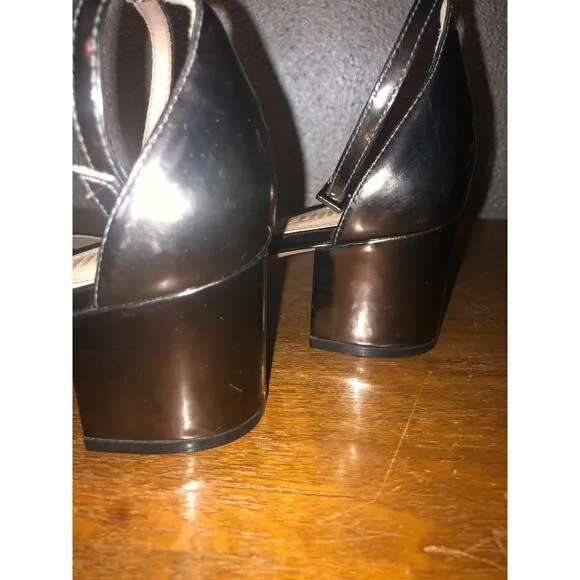 Schutz Chimes Prom Glam Homecoming Wedding Metallic Patent Leather Heeled Pumps
