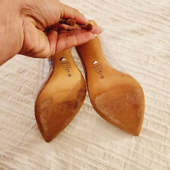 SCHUTZ nude transparent high heel pumps size 8.5 slip on shoes