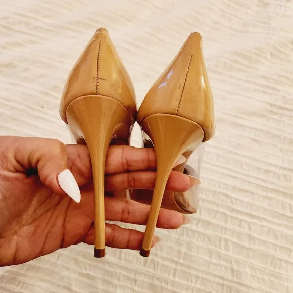SCHUTZ nude transparent high heel pumps size 8.5 slip on shoes