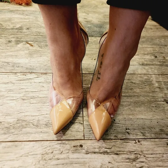 SCHUTZ nude transparent high heel pumps size 8.5 slip on shoes