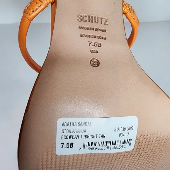 Schutz Women's Agatha Strappy Womens Leather Sandals In Orange Size 7.5