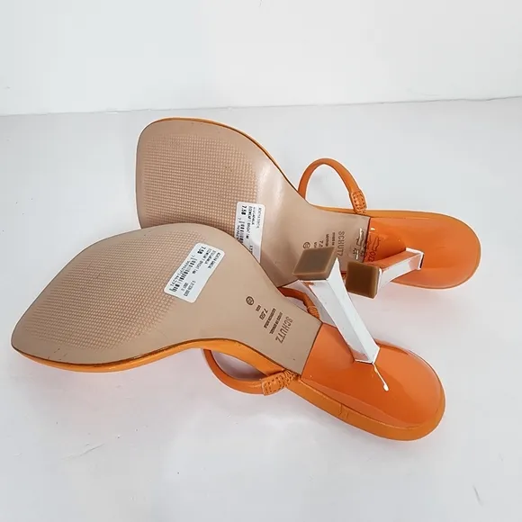 Schutz Women's Agatha Strappy Womens Leather Sandals In Orange Size 7.5