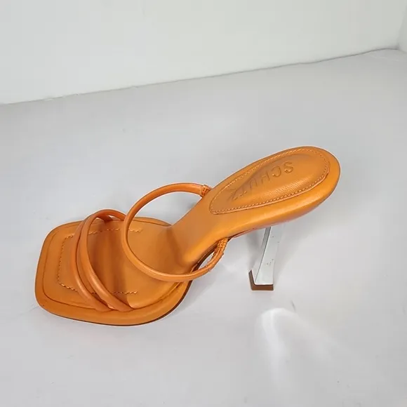 Schutz Women's Agatha Strappy Womens Leather Sandals In Orange Size 7.5