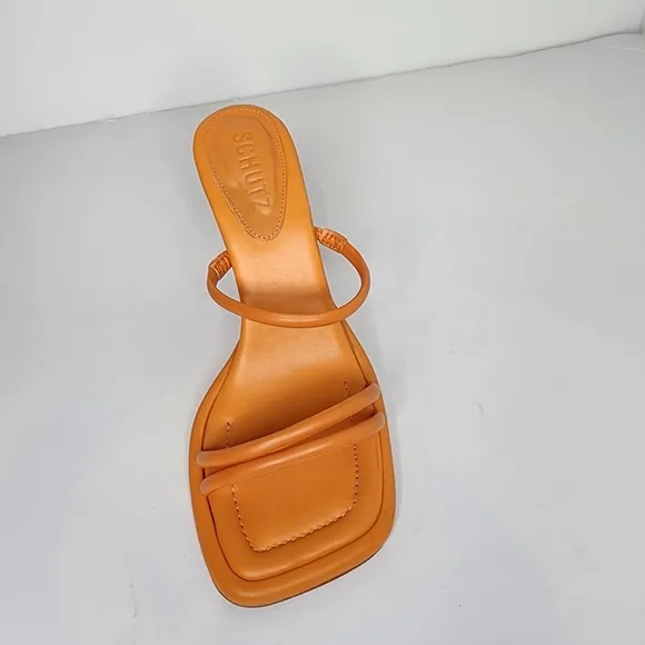 Schutz Women's Agatha Strappy Womens Leather Sandals In Orange Size 7.5