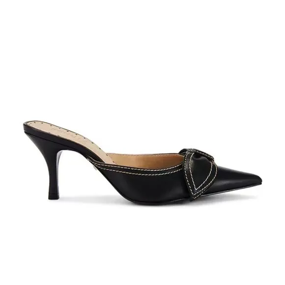 Schutz Claire Mules Black shoes bow high heels Revolve Sz 8.5