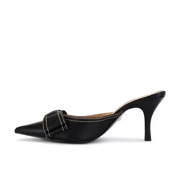 Schutz Claire Mules Black shoes bow high heels Revolve Sz 8.5