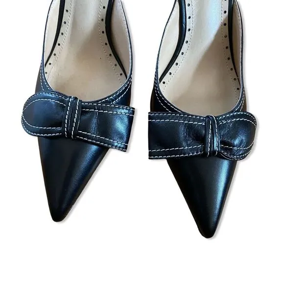 Schutz Claire Mules Black shoes bow high heels Revolve Sz 8.5