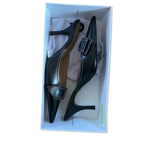 Schutz Claire Mules Black shoes bow high heels Revolve Sz 8.5