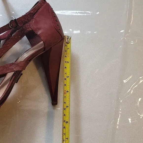 SCHUTZ  Red Leather Strappy Heeled Sandals