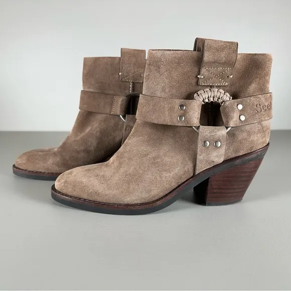 See by Chloe Suede dark beige Ankle Boot