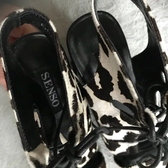 SENSO Rhiannon III Cow Hair Lace-up Heel Chalk
