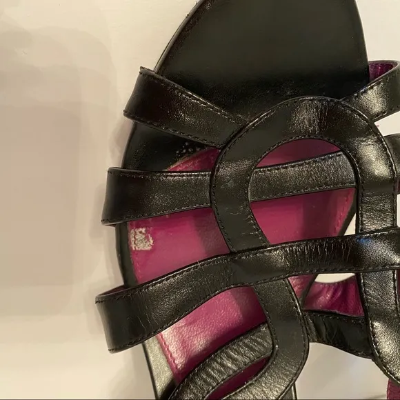 SERGIO ROSSI SHOES HIGH HEELS BLACK LEATHER ITALY STRAPPY Size 37 7