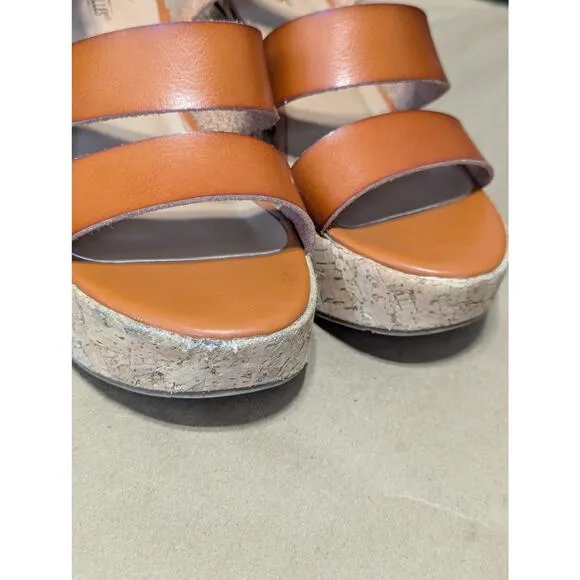 Seychelles Wendy Strappy Cork Platform Sandals Leather Brown Womens 8 Anthro
